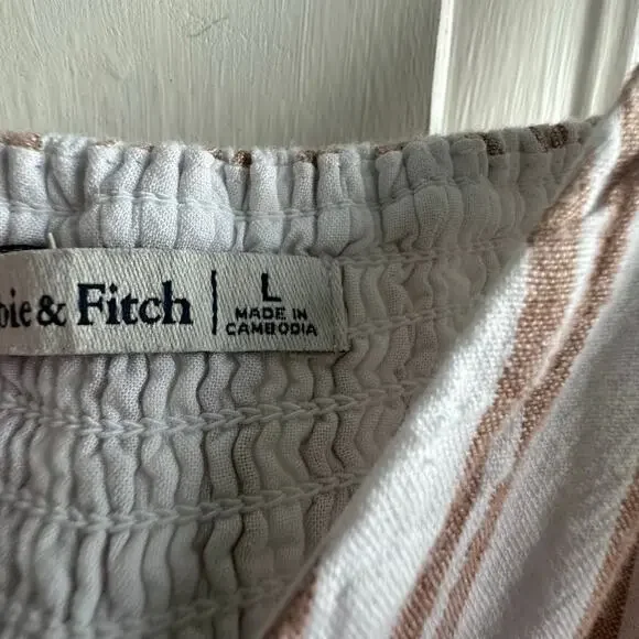 Abercrombie & Fitch Linen-Blend Striped Maxi Dress – Size Large - Picture 6 of 8